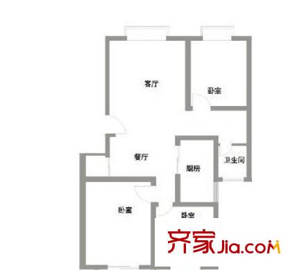 紫鹃新村户型图三室两厅 3室2厅1卫1厨