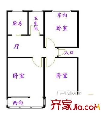 华严社区户型图三室一厅 3室1厅1卫1厨