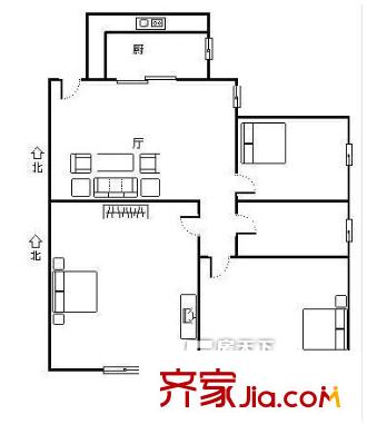 荟博雅苑户型图四室一厅 4室1厅1卫1厨