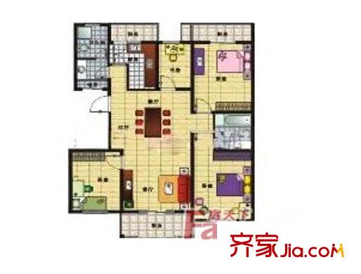 常青藤・小城二期户型图常青藤小城四室一厅两卫 4室1厅2卫1厨