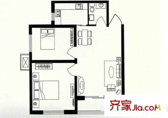 滨江花苑二期户型图两室户型图