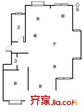 滨江花苑二期户型图4室2厅2卫 4室2厅2卫1厨