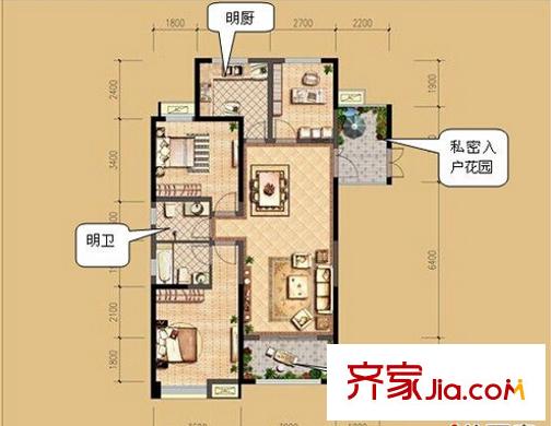 滨江花苑二期户型图三室户型图