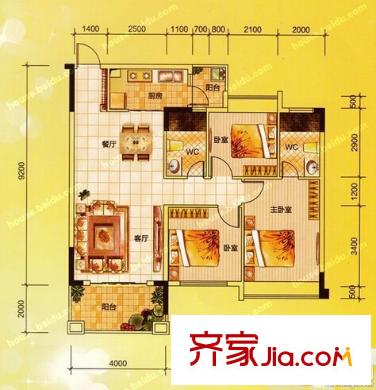 滨江花苑二期户型图三室户型图