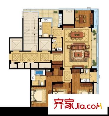 宁波中心兰园 4室2厅2卫1厨 户型图