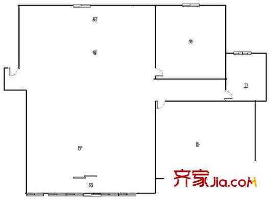 兴裕新村 2室2厅1卫1厨 户型图