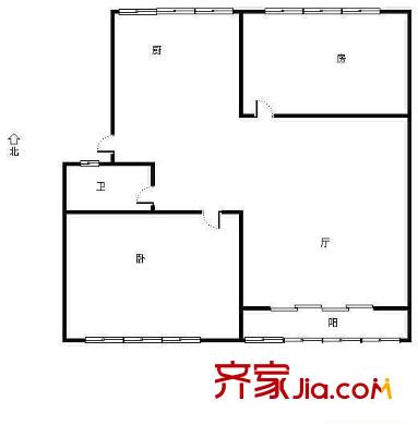 兴裕新村 2室2厅1卫1厨 户型图