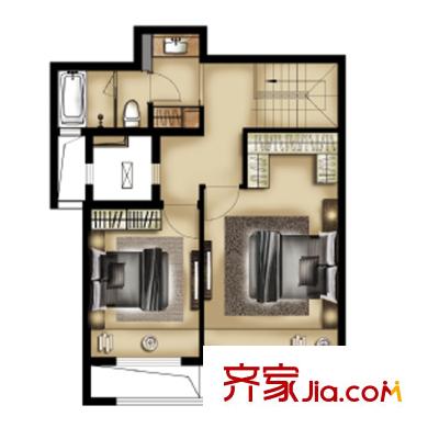 万科金域华府户型图136户型上层 3室2厅2卫1厨