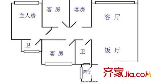 广厦怡庭户型图四室两厅两卫 4室2厅2卫1厨
