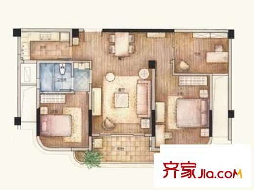 华侨城 2室 户型图