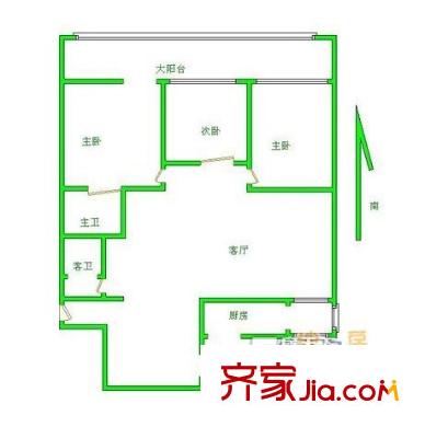 华侨城户型图4室1厅2卫 4室1厅2卫1厨