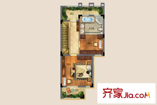景瑞红翎台D户型四层平面图 4室2厅3卫1厨