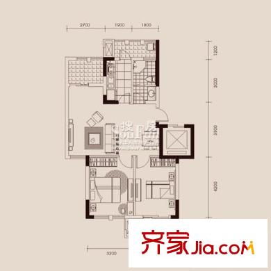 格兰春天户型图铂园E户型 2室2厅1卫