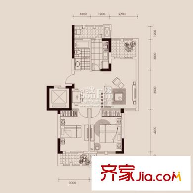 格兰春天户型图铂园F1户型 2室2厅1卫