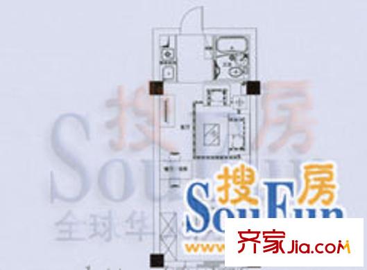 城市QQ户型图户型图 1室1厅1卫