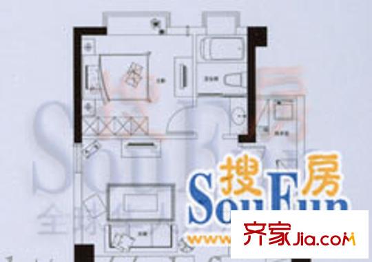 城市QQ户型图户型图 1室1厅1卫