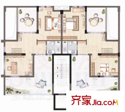 东方瑞市户型图户型图 4室2厅2卫1厨