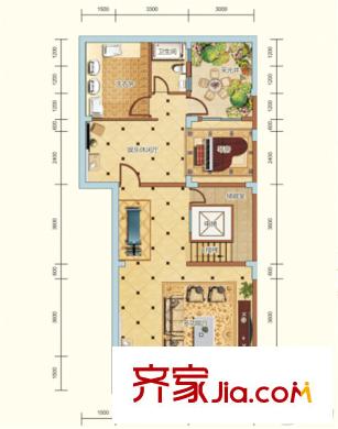 中航・维拉庄园T9-T13山涧小墅B3户型负一层 4室2厅4卫1厨