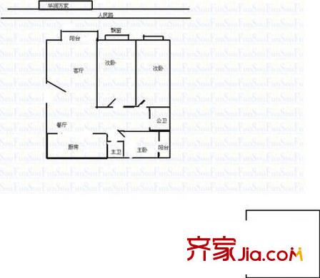 美丽AAA 3室 户型图