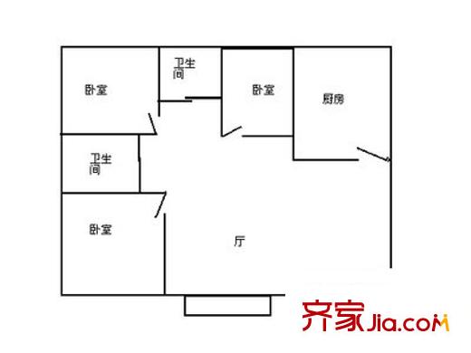 美丽AAA 3室 户型图