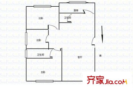 经典花园户型图户型图 3室2厅2卫1厨