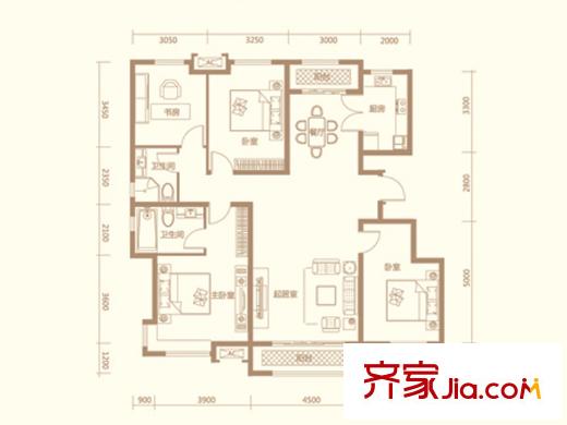 美克嘉美湾洋房D1户型 4室2厅2卫1厨