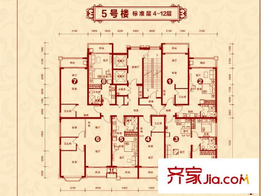 恒大名都5#平层户型图