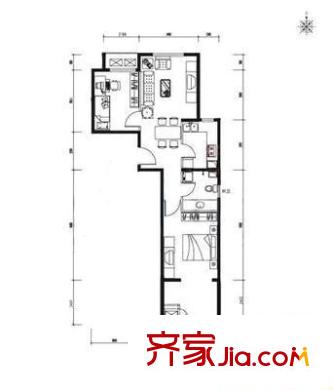 明天第一城6号院户型图户型图 2室2厅1卫1厨