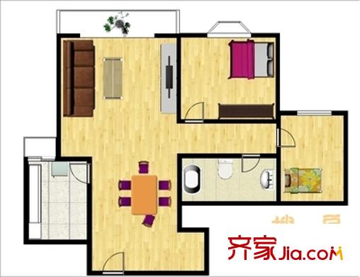 明天第一城6号院户型图户型图 2室1厅1卫1厨