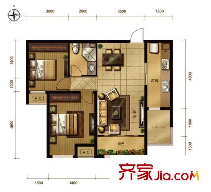 贺丞路88弄小区户型图两室户型图