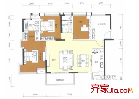 枫丹琴园户型图户型图7 3室2厅1卫1厨