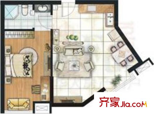 金成云庭户型图1室1厅1卫1厨