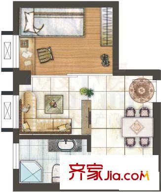 金成云庭户型图1室1厅1卫1厨