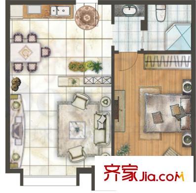 金成云庭户型图1室1厅1卫1厨