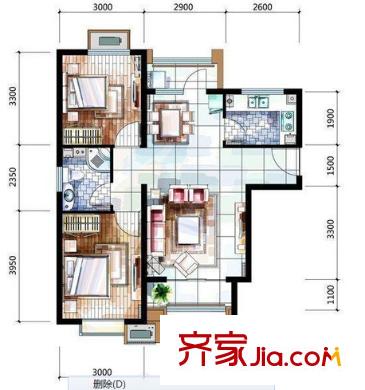 新居时代户型图两室户型图