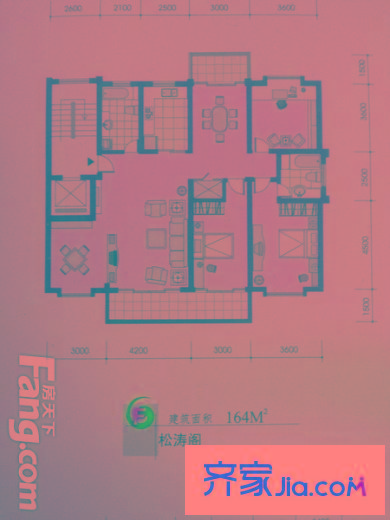 枫丹公寓3室2厅2卫户型图