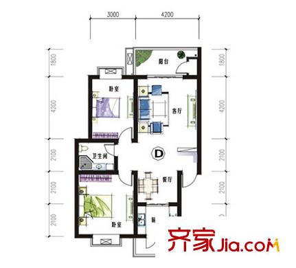 锦绣花园户型图两室户型图