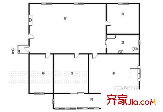 锦绣花园户型图三室一厅 3室1厅1卫1厨
