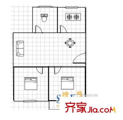 丹凤新村户型图两室一厅 2室1厅1卫1厨