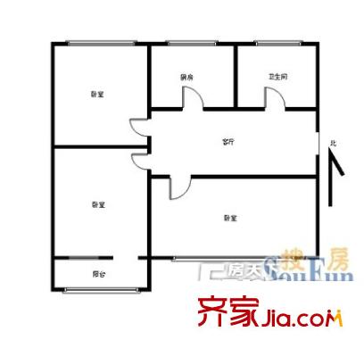 文景花园户型图三室一厅 3室1厅1卫1厨
