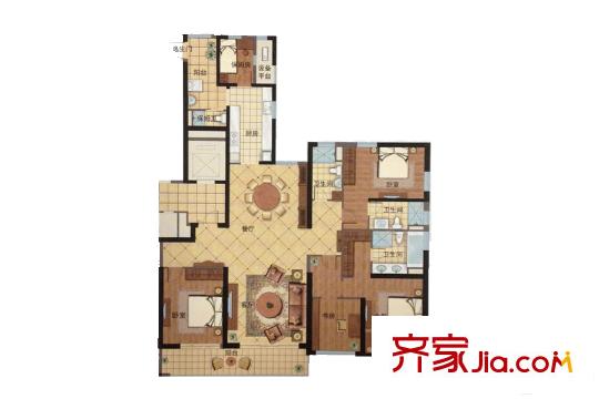 恒大城市之光F2户型 5室2厅4卫1厨