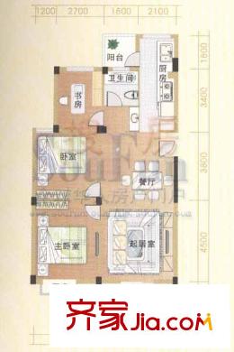 天赐佳园户型图G型 3室2厅1卫1厨