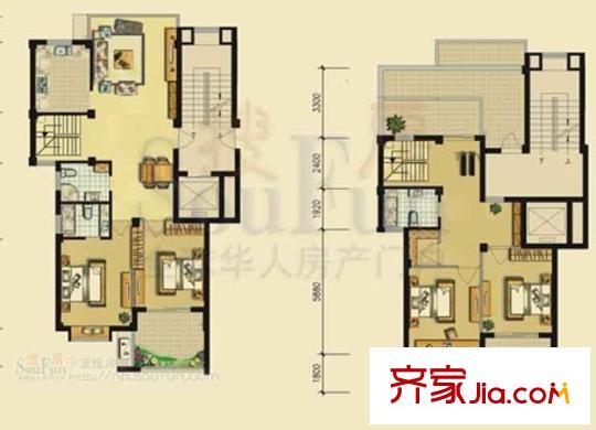 广博阳光丽园户型图户型图 4室3厅3卫1厨