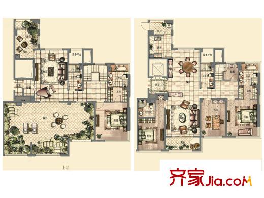 东方一品B跃户型 4室3厅5卫1厨