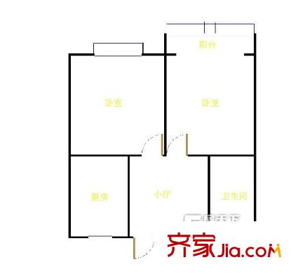 惊驾名庭户型图两室一厅 2室1厅1卫1厨