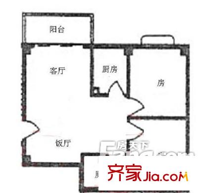 惊驾名庭户型图两室一厅 2室1厅1卫1厨