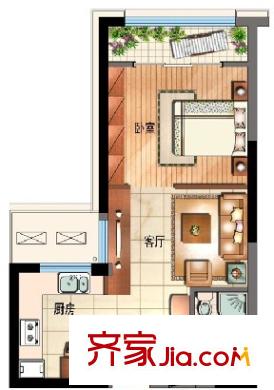 紫鹃新村户型图一室一厅一卫 1室1厅1卫1厨