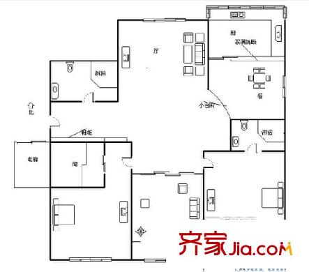荟博雅苑户型图三室两厅两卫 3室2厅2卫1厨