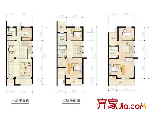 古城新境户型图东首别墅房型 3室2厅4卫1厨