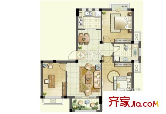鄞州同心苑 2室1厅1卫1厨 户型图